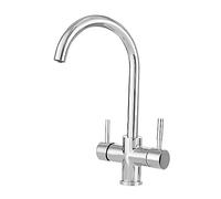 JZWCHQ Tirez sur le mélangeur d'évier de cuisine avec un pulvérisateur à double fonction et un filtre à eau 3 voies de cuisine avec un tuyau de douche en caoutchouc noir fini nickel brossé