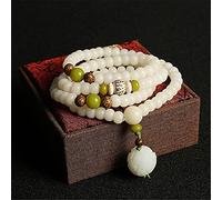 JZWCHQ Travail manuel 108 Perles bouddhistes Bracelet Bodhi blanc Matériaux lisses naturels Cadeaux de bijoux exquis pour l'unisexe (Couleur en métal: C)