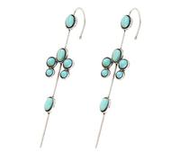 JZWCHQ Turquoise Ear Wrap Crawler Crochet Boucles d'oreilles pour les femmes Filles Fleur de naissance bleu argent Silver Bar Long Bar Piercing Cuff