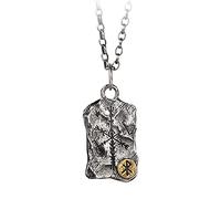 JZWCHQ Two Tone 925 Silver Silver Bind Rune Rune Collier Pendu martelé avec Viking Compass Vegvisir pour hommes Femmes de 60 cm Chaîne