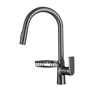 JZWCHQ Unité de Douche, pulvérisateur à la Baisse, mélangeur à Eau Chaude et Froide avec 2 Modes de Bec, Robinet de Cuisine Trou Unique, Robinet d'évier de Cuisine Rotatif à 360 °, Noir