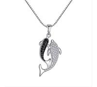 JZWCHQ Zircon Double Dolphin Pendants Colliers pour Femmes Colliers de chaîne de Tour de Cou Bijoux