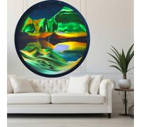 JZWLW Paysage de sable rotatif 3D - Art de sable mobile - 44-60cm - Cadre rond en verre pour sable des profondeurs marines, décoration murale, salon, bureau, cadeaux (44cm, Green)