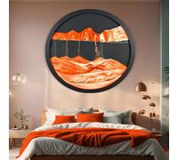 JZWLW Paysage de sable rotatif 3D - Art de sable mobile - 44-60cm - Cadre rond en verre pour sable des profondeurs marines, décoration murale, salon, bureau, cadeaux (44cm, orange + black)