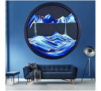 JZWLW Paysage de sable rotatif 3D - Art de sable mobile - 44-60cm - Cadre rond en verre pour sable des profondeurs marines, décoration murale, salon, bureau, cadeaux (44cm, blue + black)