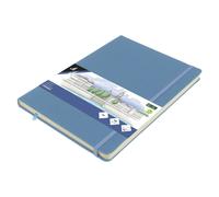 Carnet de croquis Kangaro A4 avec couverture rigide en polyuréthane, 80 feuilles, 140 g, papier crème avec élastique et ruban, bleu ciel