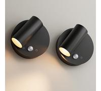 K-Bright 2 Applique Murale Intérieure aluminium, Lampe Murale Sans Fil Rechargeable USB, Réglage de La Luminosité Applique Murale Sans Fil Chambre, Lampe de Chevet Murale Tactile, Liseuse murale,Noir