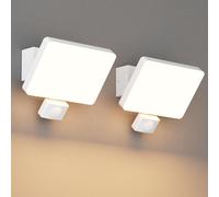 K-Bright 2 pièces 24W Luminaire exterieur avec detecteur de mouvement, Lumière extérieure angle d'éclairage réglable, 3000K lumière chaude Applique, IP65 Applique Murale(Blanc)