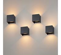 K-Bright 4 Pack Applique Murale Interieur/Exterieur 12W Avec Angle de Faisceau Réglable Appliques Murales 3000K Blanc Chaud Lampe Murale Etanche IP65 Applique Anthracite