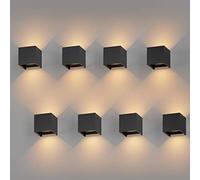 K-Bright 8 Pack Applique Murale Interieur/Exterieur 12W Avec Angle de Faisceau Réglable Appliques Murales LED 3000K Blanc Chaud, IP65, Nero