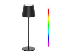 K-Bright Dimmable Touch LED Table Lamp, Wireless RGB Table Lamp 8 Colors, Rechargeable IP54 Waterproof (Noir)