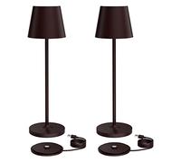 K-Bright Lampe de table à batterie LED | Dimmable luminosité | Rechargeable Couleur de Lumière blanche froide | Pour l'intérieur et l'extérieur | Contacter la base de recharge | Bronze(2 pièces)