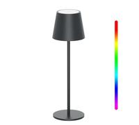 K-Bright lampe de Table à LED à Toucher Intensité Variable, Lampe de Table RGB Sans Fil 8 Couleurs, Rechargeable Étanchéité IP54(Anthracite)