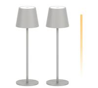 K-Bright lampe de Table à LED à Toucher Intensité Variable, Lampe de Table Sans Fil 3000K/4000K/6000K Rechargeable Étanchéité IP54 Sable Gris(2 pièces)