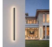 K-Bright Lampe murale extérieure/intérieure LED 30 W 3000 K Blanc chaud IP65 Applique murale extérieure 100 cm moderne pour balcon, jardin, véranda, garage, gris foncé