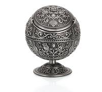 K Cool Cendrier vintage coupe-vent avec couvercle en métal portable pour l'extérieur et l'intérieur Motif estampillé à la main Cadeau fantaisie pour homme et femme (couleur étain fleur)