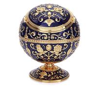 K COOL Windproof with Lid Metal Portable Cigarettes for Outdoors Indoors Hand Stamped Pattern Smoking Fancy Gift for Men Women(Navy Blue)