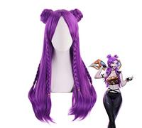 K/DA Kaisa longue perruque tresse violette avec chignon Cosplay Costume KDA Kai'Sa femmes résistant à la chaleur cheveux synthétiques Halloween fête perruques MZ-1332