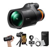 K&F Concept 12X50 HD Telescope Monoculaire avec Clip Téléphone et Trépied Étanche BAK4 Prisme Revêtement Téléscope avec Interface Trépied pour Observation Oiseaux, Chasse, Randonnée