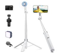 K&F CONCEPT 180cm Trépied iPhone Mag-Safe, 3-en-1 Perche Selfie Magnétique+Clip avec Télécommande, Trépied Smartphone Rotatif à 360°, Compatible avec iPhone 17-12 et Android, Accessoires à vis 1/4"