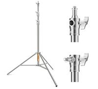 K&F CONCEPT 280cm Support d’éclairage à Ressort en Acier Inoxydable, Support d’éclairage Pliable, Support Robuste avec Adaptateur 1/4'' et 3/8" Convient pour Flash, boîte à lumière, Last 10 kg