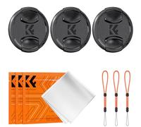 K&F Concept 3 Bouchons/Caches Objectifs 62mm + 3 Élastiques + 3 Chiffons de Nettoyage Emballé sous Vide Compatible avec Appareil Photo Canon Nikon Sony Olympus Fujifilm Pentax Panasonic Leica