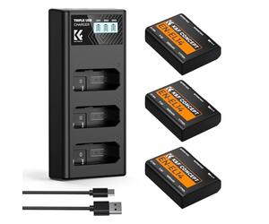 K&F CONCEPT 3 -Pack Batterie EN-EL14 et Chargeur LCD Amélioré Compatible avec Nikon D5300, D5600, D5100, D5200, D5500, D3100, D3200, D3300, D3400, D3500, Coolpix P7000, P7100, P7200, P7700 et P7800