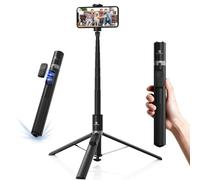 K&F CONCEPT 69" Perche à Selfie Auto-Ouvert,Selfie Stick Trépied avec Télécommande Bluetooth à 9 Boutons, Rotative à 360°, Trépied Smartphone Portable pour Voyages, Vloggers, Noir, Texturé