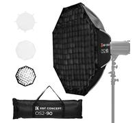 K&F CONCEPT Boîte à lumière parabolique démontage Rapide, boîtes à lumière octogonales de 90cm avec Grille en nid d’Abeille+diffuseur+Sac Portable, boîte à lumière Parapluie détachable Bowens Mount