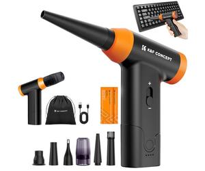 K&F CONCEPT BS200 2 en 1 Souffleur Air Comprimé, 150000TR/Min Mini Souffleur sans Fil Puissant avec Batterie 5000mAh | 6 Buses| Moteur sans Balais pour Nettoyage Caméra PC Clavier Voiture