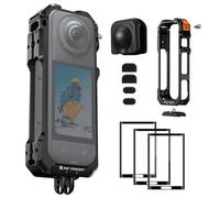 K&F CONCEPT Cage de Protection Compatible avec Insta360 X5, Cadre de Protection en Alliage d'Aluminium avec Capuchon de Lentille en Silicone + Lentille Silicone + Écran Protégé | 1/4" + 2 Cold Shoe