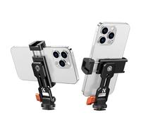 K&F Concept Clip Métallique pour Téléphone, Deux Ports pour Chaussures Froides, Réglage Vertical/Horizontal, Tapis en Silicone, Aluminium Support pour iPhone 15/14/13, Samsung, Xiaomi, Xgody