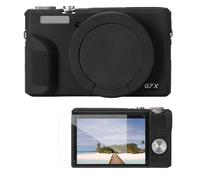 K&F CONCEPT Coque de Protection en Silicone Souple pour Appareil Photo, Compatible avec Canon PowerShot G7X Mark III, G7X3, avec Bouchon d'objectif Amovible et Film de Protection d'écran*1 - Noir