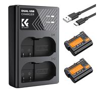K&F CONCEPT EN-EL15 Batterie de Rechange 2100mAh et Chargeur USB Double Compatible avec Nikon DSLR D7000, D7100, D7200,D7500, D850, D810, D810A, D800, D800E, D750, D610, D600, D500