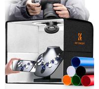 K&F CONCEPT Ensemble de Studio Photo Pliable de 30x30 cm, kit d’éclairage Photo boîte à lumière dimmable 5500K avec Fond PVC 6 Couleurs pour la Photographie de Bijoux, (5V/2A) alimenté par USB