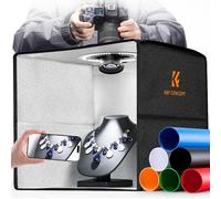 K&F CONCEPT Ensemble de Studio Photo Pliable de 40x40 cm, kit d’éclairage Photo boîte à lumière dimmable 5500K avec Fond PVC 6 Couleurs pour la Photographie de Produits, (5V/2A) alimenté par USB