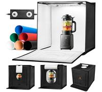 K&F CONCEPT Ensemble de Studio Photo Pliable de 50x50 cm, kit d’éclairage Photo boîte à lumière dimmable 5600K avec Fond PVC 6 Couleurs pour la Photographie de Bijoux, (5V/2A) alimenté par USB