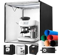 K&F CONCEPT Ensemble de Studio Photo Pliable de 60x60 cm, kit d’éclairage Photo boîte à lumière dimmable 5600K avec Fond PVC 6 Couleurs pour la Photographie de Bijoux, (5V/2A) alimenté par USB