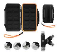 K&F CONCEPT Étui Cartes Mémoire 36 Emplacements (12 SD + 24 Micro SD) avec Lecteur 4 en 1 Type-C/USB/Lightning/Micro-B, Boîtier Antichoc Porte-Cartes SD/TF - Memory Card Case Compact