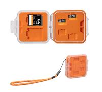 K&F CONCEPT Étui Transparent Double Face Amovible pour Cartes mémoire avec Plateau intérieur Amovible, Muni d'une lanière Anti-Perte Orange*1