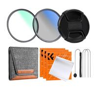 K&F CONCEPT Filtre 82mm UV + CPL + Bouchon d'objectif + Pochette + 3 Chiffons de Nettoyage （150 * 150 mm） en Kit pour Appareil Photo Caméra Reflex Numérique