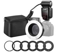K&F CONCEPT Flash Annulaire TTL Macro pour Canon DSLR | Nombre guide 14, lumière assistance AF, bagues adaptation, photographie macro, GN14, LF01