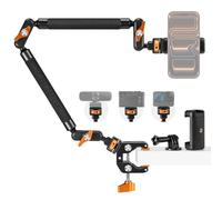 K&F CONCEPT Kit Bras Magique 22" avec Pince, Support Caméra de Bureau Articulé pour Téléphone, Caméra d'action, Lumière LED, Microphone