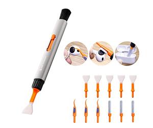 K&F CONCEPT Kit de nettoyage multifonctionnel pour objectif, Stylo de nettoyage pour objectif en alliage d'aluminium*1 + 6 tampons de nettoyage pour capteur APS-C 16 mm + Stylo de nettoyage pour