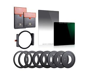 K&F Concept Kit Filtre ND1000 10 Stops 100x100mm Filtre GND8 Doux Dégradé Porte Filtre et 8 Bagues Adaptateurs Inclus pour Objectif Appareil Photo
