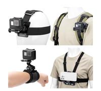 K&F CONCEPT Sangle Harnais de Poitrine et Bandeau et Dragonne et Clip de Sac et 5 Vis en T et Clip de Téléphone et 4 Dégagement Rapide et Adaptateur de 1/4" Compatible avec GoPro/DJI Aciton/Téléphone