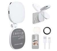 K&F CONCEPT Lampe magnétique Selfie avec Miroir, 900mah Mobile Phone Ring Light Compatible avec iPhone Magsafe, 360 ° LED Selfie Ring Fill Light pour Selfies, 673lux, Blanc