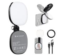 K&F CONCEPT Lampe magnétique Selfie avec Miroir, 900mah Mobile Phone Ring Light Compatible avec iPhone Magsafe, 360 ° LED Selfie Ring Fill Light pour Selfies, 673lux, Noir
