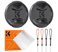 K&F CONCEPT Lot de 2 Bouchons d'Objectif 58 mm | Avec 4 cordons de sécurité et 1 chiffon en microfibre sous vide, Compatible avec Canon Nikon Sony - PC03