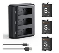 K&F Concept Lot de 3 batteries 2100 mAh et chargeur compatible avec dji Caméra OSMO 360 Action 5 Pro/6/4/3 USB-C